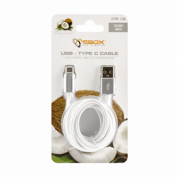 Sbox USB-TYPEC-15W USB->Type C M M 1.5m Coconut White For Sale