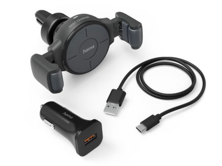 Hama 00201677 FC10 Flex-Set Car Mobile Phone Charger 10W Wireless, QI Charge, anthracite Sale